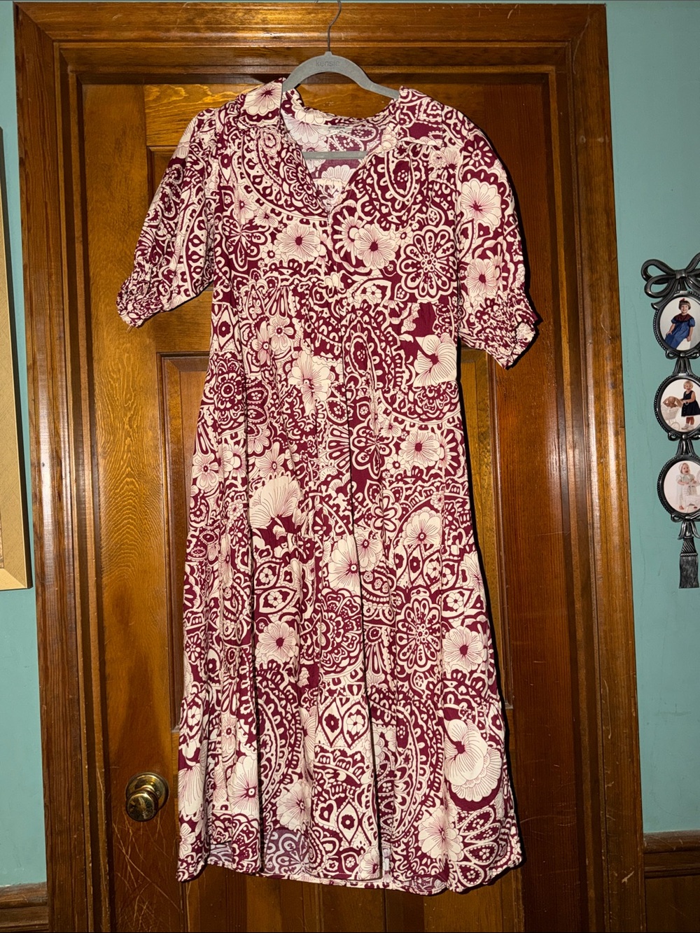 Umgee Maroon and Cream Floral Maxi Dress